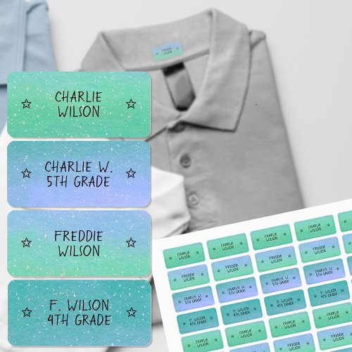 Gradient Green Blue Color Coded Star Name Clothing Labels