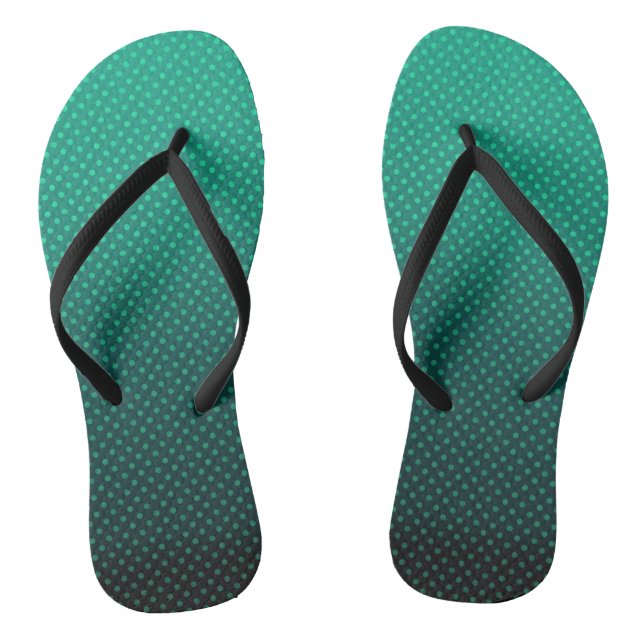 Gradient green gray polka dots print abstract femi flip flops (Footbed)