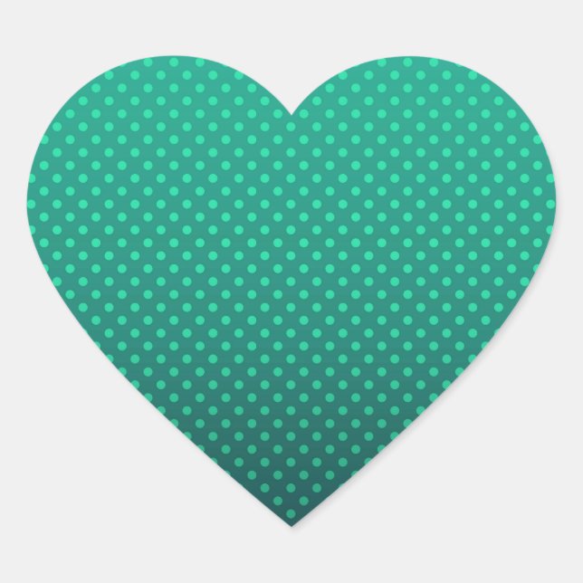 Gradient green gray polka dots print abstract femi heart sticker (Front)