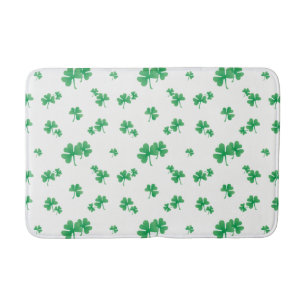 Gradient Green Irish Shamrock Pattern Bathroom Mat