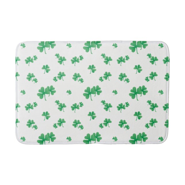 Gradient Green Irish Shamrock Pattern Bathroom Mat (Front)