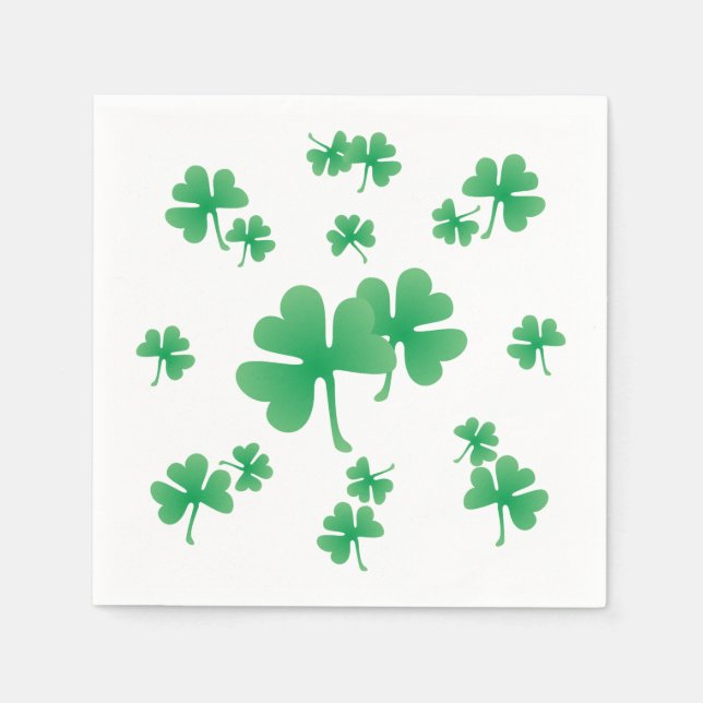 Gradient Green Irish Shamrock Pattern Party Paper Napkins (Front)