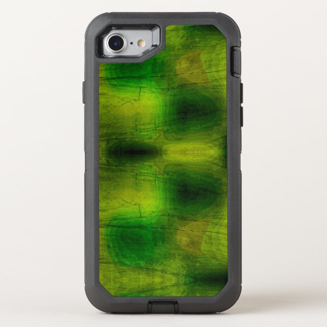 Gradient green wood textured otterbox iPhone case (Back)