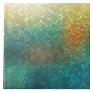 Gradient green yellow circles geometric pattern ceramic tile