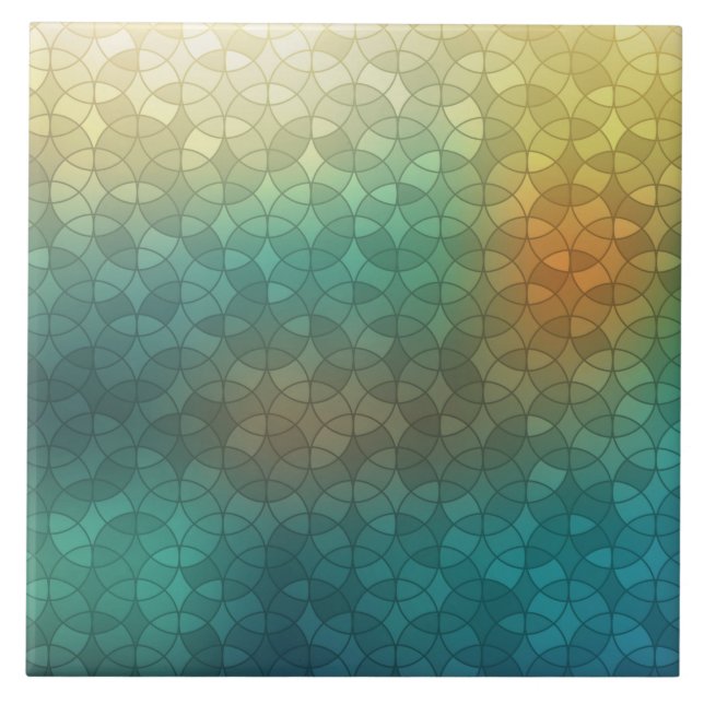 Gradient green yellow circles geometric pattern ceramic tile (Front)