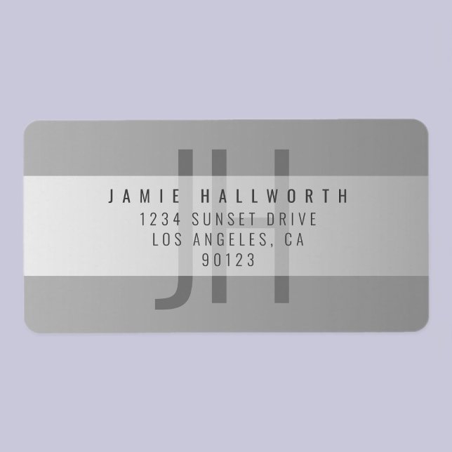 Gradient Grey | Monogrammed Return Address Label (Creator Uploaded)