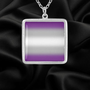 Gradient Greysexual Pride Flag – Greysexual Flag Silver Plated Necklace