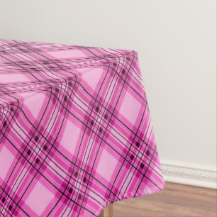Gradient grid checkered plaid tartan pattern pink tablecloth