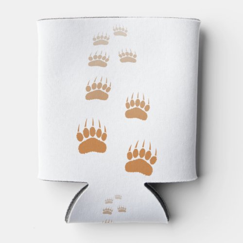 Gradient Grizzly Bear Paw Print Can Cooler