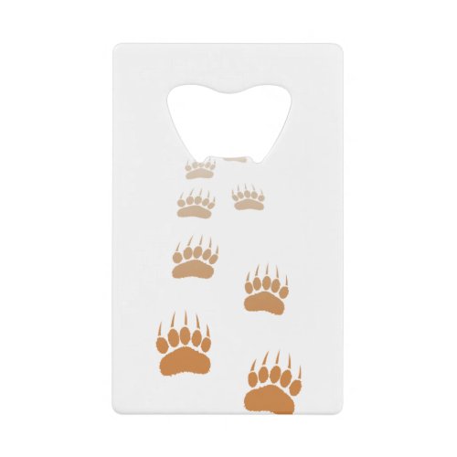 Gradient Grizzly Bear Paw Print Credit Card Bottle Opener