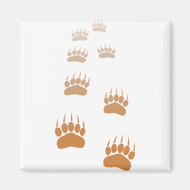 Gradient Grizzly Bear Paw Print Magnet (Front)