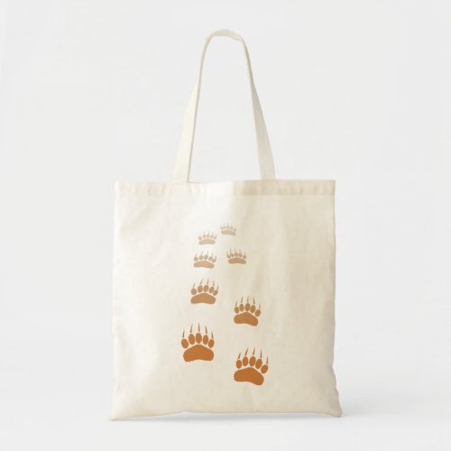 Gradient Grizzly Bear Paw Print Tote Bag