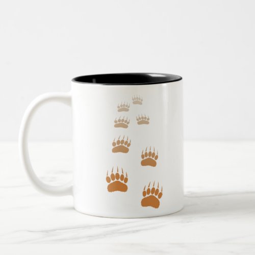 Gradient Grizzly Bear Paw Print Two_Tone Coffee Mug