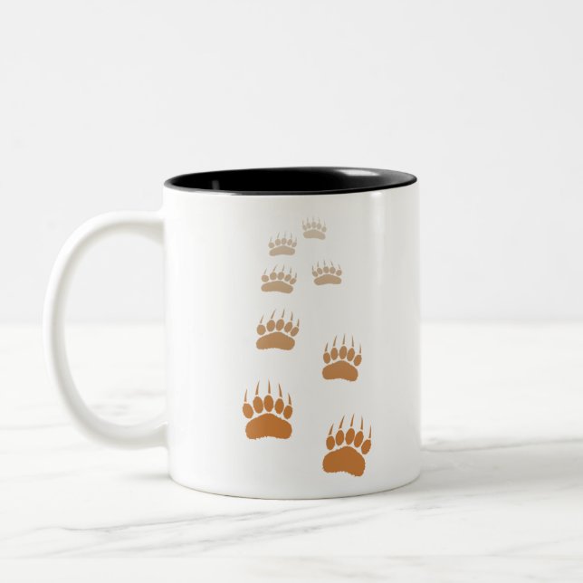 Gradient Grizzly Bear Paw Print Two-Tone Coffee Mug (Left)