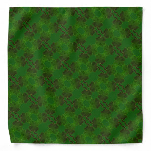 Gradient Grunge 4 Leaf Clover on DARK GREEN Bandana