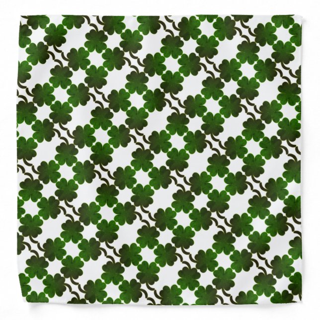 Gradient Grunge 4 Leaf Clover on WHITE Bandana (Front)