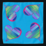 Gradient Hearts on Blue Pet Bandana<br><div class="desc">Gradient blues,  greens and purple stripes within pink hearts at each corner of this colorful neck scarf for your love “bunny”.</div>