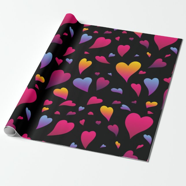 Gradient Hearts Valentine Wrapping Paper (Unrolled)