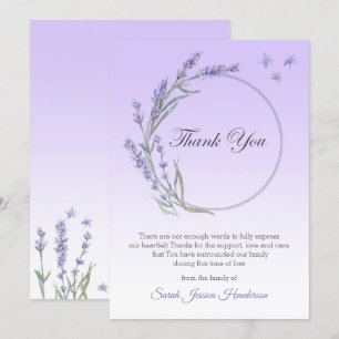 Gradient Lavender Sympathy Memory Thank You card
