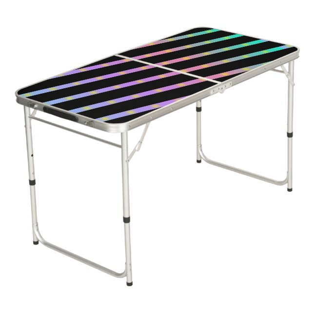 Gradient Led Light Bars Pattern Beer Pong Table (Angled)