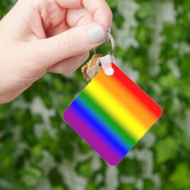 Gradient LGBTQ+ Rainbow Pride Flag - Rainbow Flag Keychain (Hand)