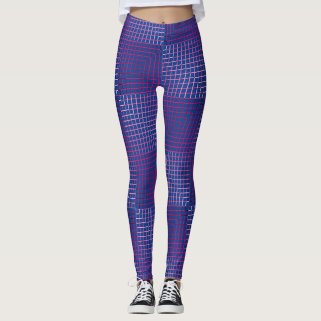 Gradient lines pattern 02 Pink Blue BG Leggings (Front)
