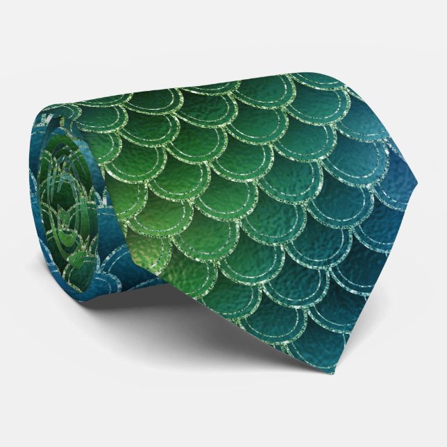 Gradient Mermaid Scale Neck Tie (Rolled)
