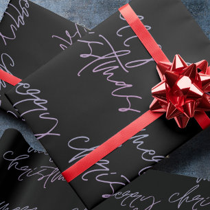 Gradient Merry Christmas   Beautiful Onyx Elegant Wrapping Paper