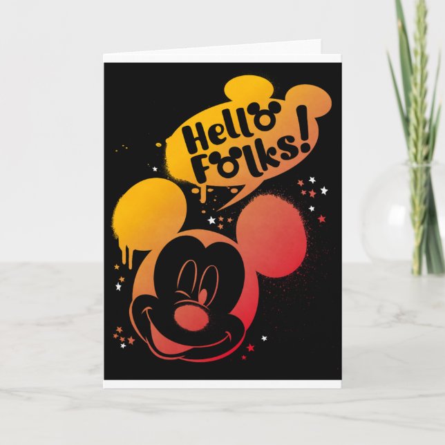 Gradient Mickey Mouse Paint Splash - Hello Folks! Card (Front)