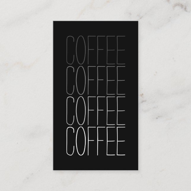 Gradient Minimal Word Dark Vertical Coffee Loyalty Business Card (Front)