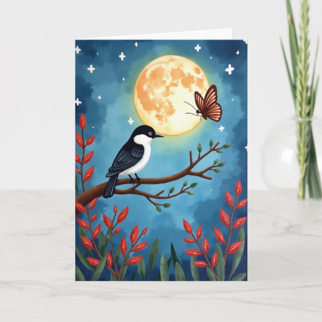 Gradient Moon Bird Pattern Card (Front)