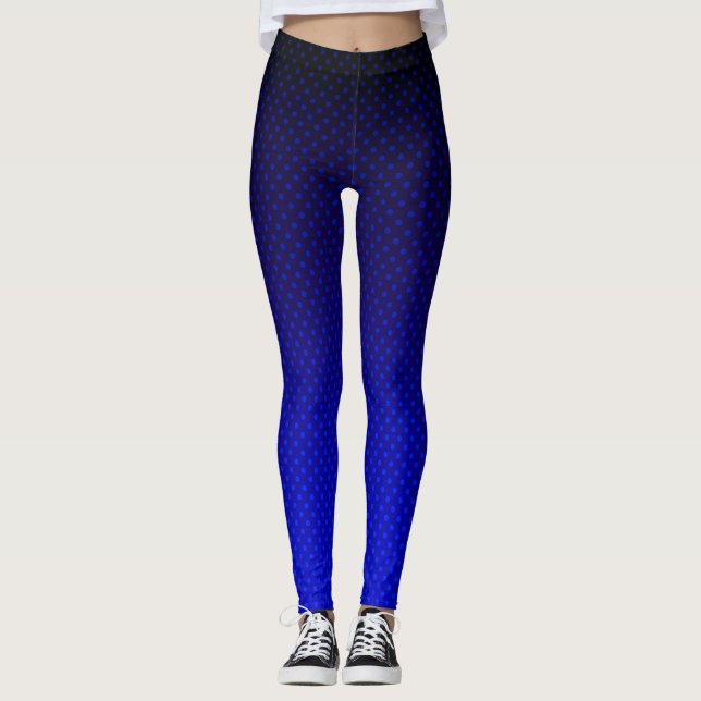 Gradient navy gray polka dots print abstract femin leggings (Front)