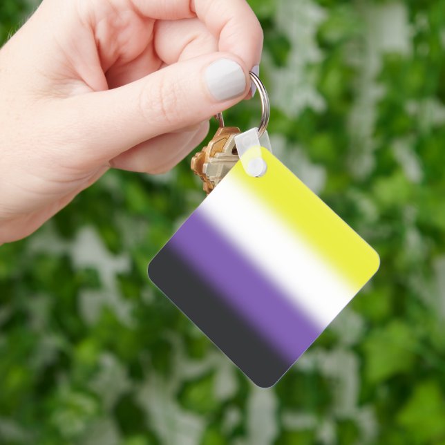 Gradient Nonbinary Pride Flag – Nonbinary Flag Keychain (Hand)