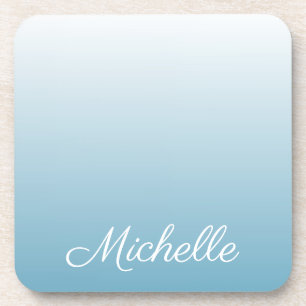 gradient ombre angel blue beverage coaster