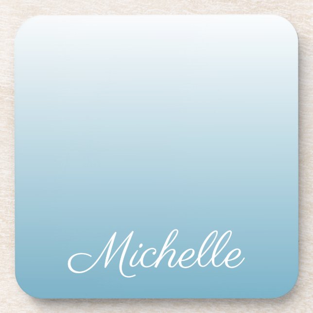 gradient ombre angel blue beverage coaster (Front)