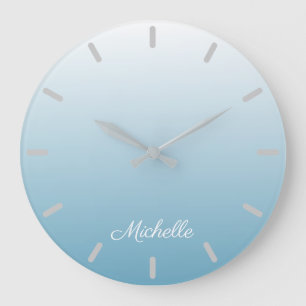 gradient ombre angel blue large clock