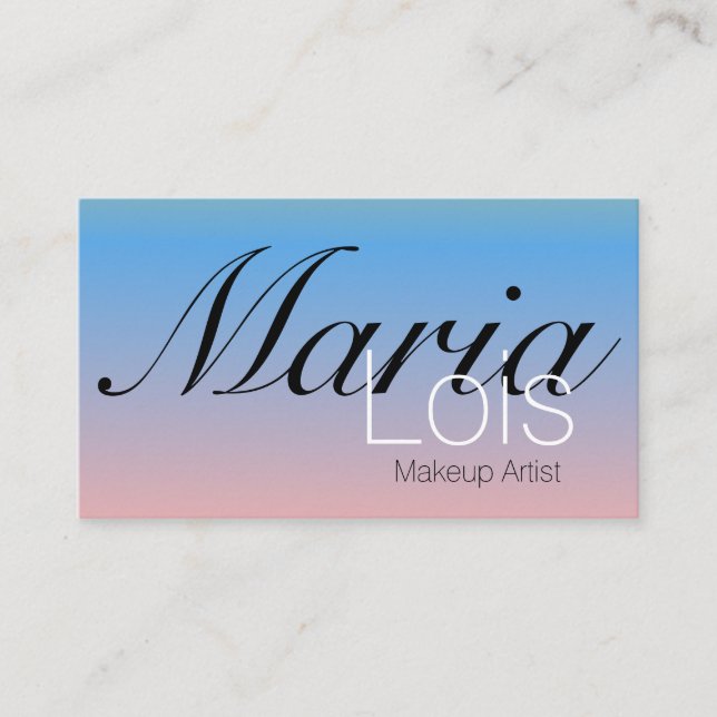 Gradient Ombré Beauty Makeup Artistry Pink Blue Business Card (Front)