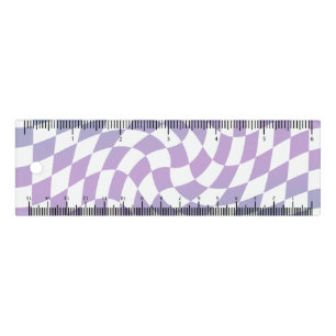 Gradient Ombre Blue Lilac Warped Check Checkered Ruler