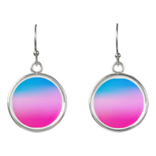 Gradient ombre coral blush beige blue soft blurred earrings