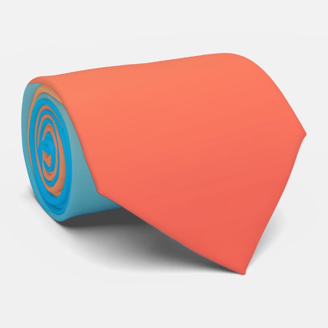 Gradient ombre coral blush beige blue soft blurred neck tie (Rolled)