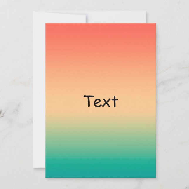 Gradient ombre coral blush beige green soft blurre invitation (Front)