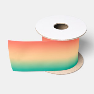 Gradient ombre coral blush beige green soft blurre satin ribbon