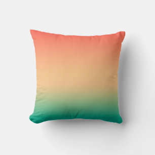 Gradient ombre coral blush beige green soft blurre throw pillow