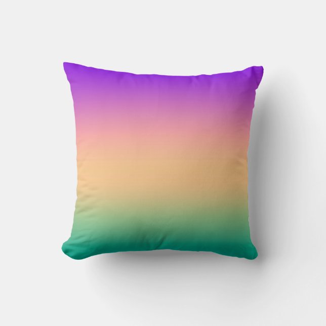Gradient ombre green yellow pink purple soft blurr throw pillow (Front)