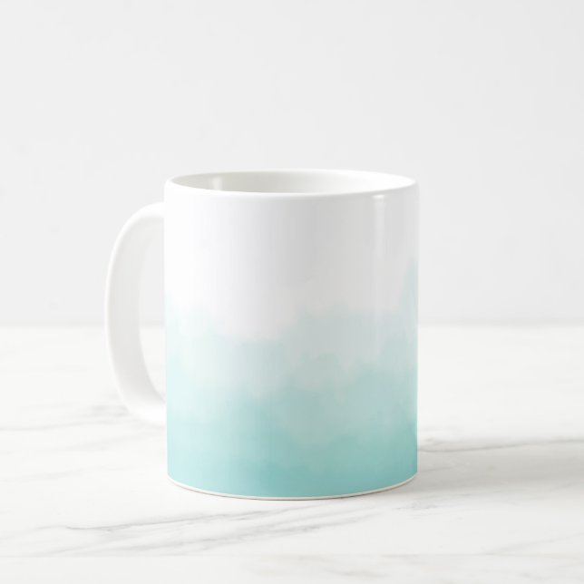 Gradient Ombre Modern Turquoise Watercolor Mug (Front Left)