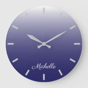 gradient ombre navy blue large clock