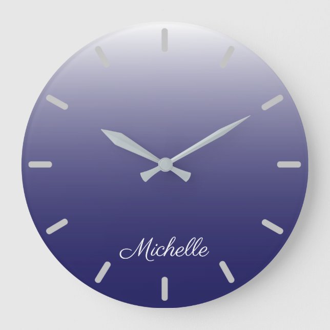 gradient ombre navy blue large clock (Front)