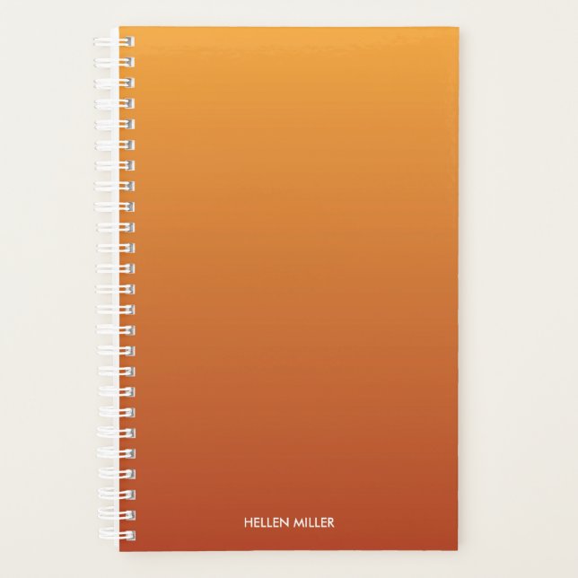 Gradient Ombre Orange Personalized Planner (Front)