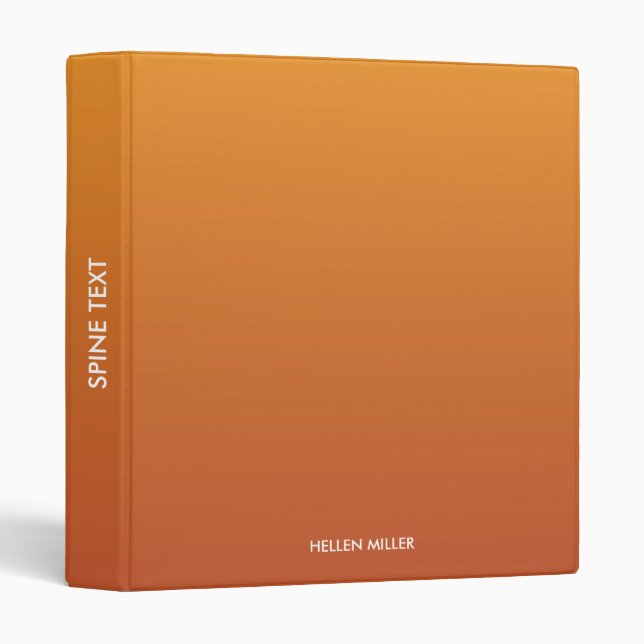 Gradient Ombre Personalized Orange 3 Ring Binder (Front/Spine)