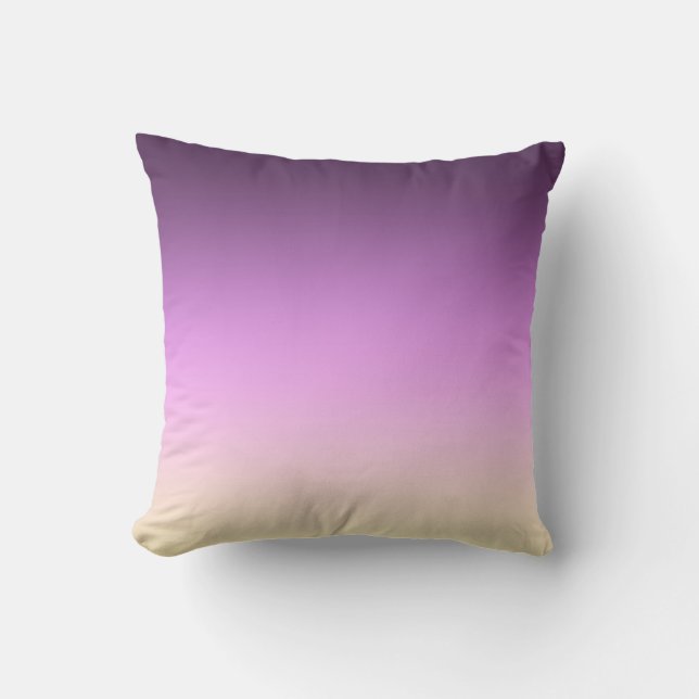 Gradient ombre purple violet yellow beige colors throw pillow (Front)